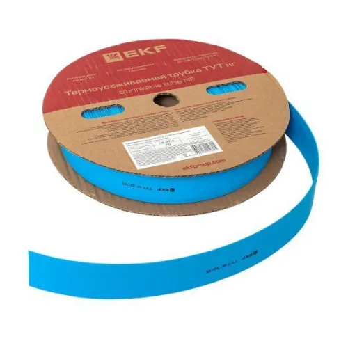 Трубка термоусадочная ТУТ нг 30/15 син. (уп.50м) EKF tut-30-g фото 4
