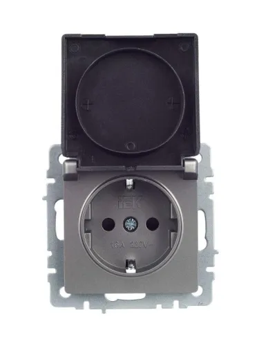 Розетка BRITE РСбш10-3-БрС 16А IP20 с заземл. защ. шторки с крышкой механизм сталь IEK BR-R16-16-K46 фото 10