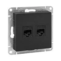 Розетка компьютерная 2-м СП Эпика RJ45 кат.5 механизм черн. EKF UP1-SOB-2RJ45-5