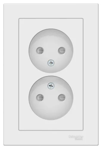 Розетка двойная AtlasDesign без заземл. со шторками16А в сборе лотос SE ATN001322 фото 2