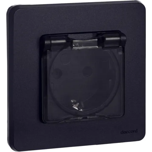 Розетка 1-м СП Inspiria 16А IP44 250В 2P+E защ. шторки с крышкой немецк. стандарт механизм антрацит IEK 673743 фото 2