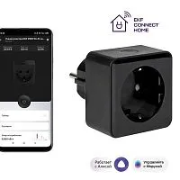 Розетка умная Wi-Fi PRO 1-м 16А IP20 черн. Connect EKF RCS-2-WF