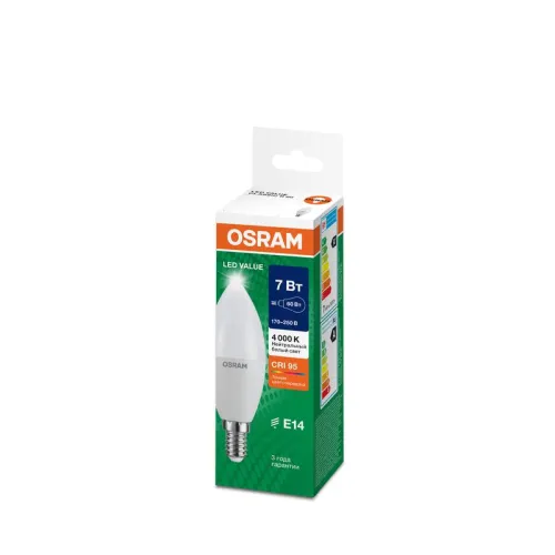Лампа светодиодная LED G4 Value LVCLB60 7W/940 CRI95 7Вт 4000К 700лм свеча матов. E14 170-250В OSRAM 4058075578944 фото 6