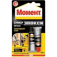 Клей эпоксидный "Супер Эпокси Металл" 2х6мл шоу-бокс Момент C0037589