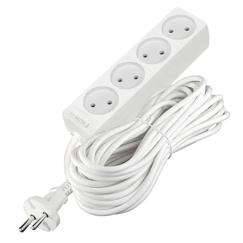 Удлинитель 4х10м без заземл. 10А IP20 2.2кВт ПВС 2х1 бел. DOMTOK 2355 фото 3