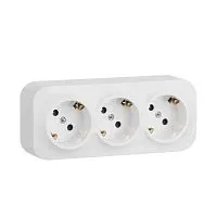 Розетка 3-м ОП Quteo 16А IP20 250В 3х2P+E с заземл. защ. шторки бел. IEK 782238
