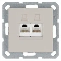Розетка компьютерная 2-м RJ45 IP20 кат. 5E механизм тауп Jasmart G6106T