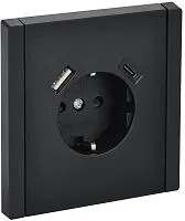 Розетка FORTE&PIANO FP147 16А USB A+C 18Вт с заземл. защ. шторки винт. крепл. черн. IEK FP-R14-16-U22-018-K02