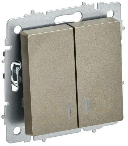 Выключатель 2-кл. BRITE 10А ВС10-2-9-БрШ для отелей с индик. механизм шампань IEK BR-V20-2-10-K37