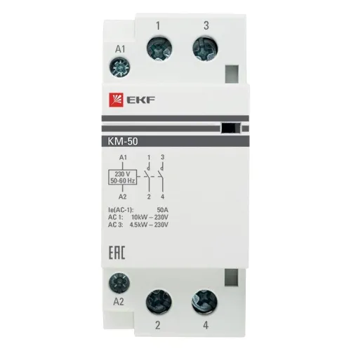 Контактор модульный КМ 50А 2NО (2 мод.) EKF km-2-50-20 фото 2