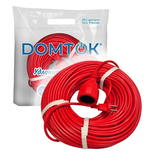 Удлинитель-шнур 1х50м без заземл. 10А IP20 2.2кВт ПВС 2х1 DOMTOK 2505 фото 3