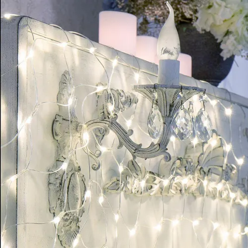 Гирлянда светодиодная "Сеть" 1.8х1.5м 180LED бел. 15Вт 220В IP20 с контроллером 8 режимов провод ПВХ прозр. Neon-Night 215-135 фото 2