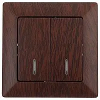 Выключатель 2-кл. СП Solo 4-105-10 10А 250В IP20 с подсветкой венге Intro Б0053599