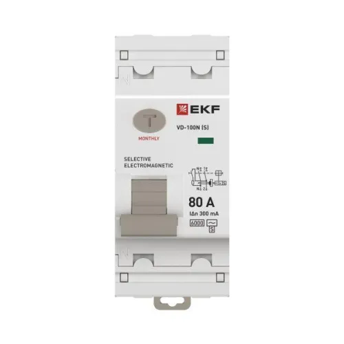 Выключатель дифференциального тока 2п 80А 300мА тип AC 6кА ВД-100N (S) электромех. PROxima EKF E1026MS80300 фото 2