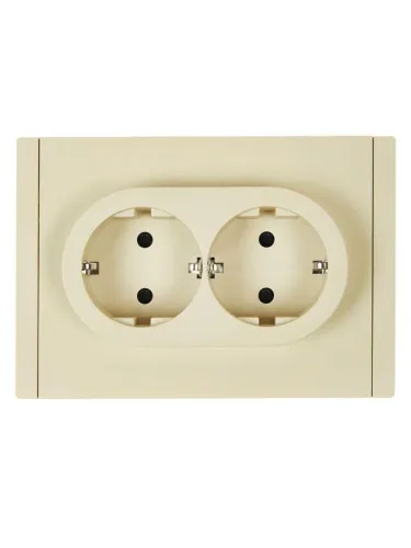 Розетка 2-м СП FORTE&PIANO FP423 16А с заземл. защ. шторки безвинт. крепл. ваниль IEK FP-R24-16-1-K10 фото 2