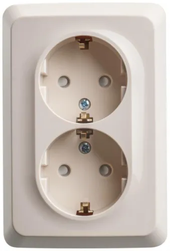 Розетка угловая 2-м ОП Этюд 16А IP20 250В с заземл. защ. шторки крем. SE PA16-108K фото 4