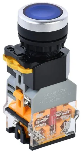 Кнопка D8-11D d22мм 1НО+1НЗ с подсветкой син. KARAT IEK BBT30-11D-3-12-K07