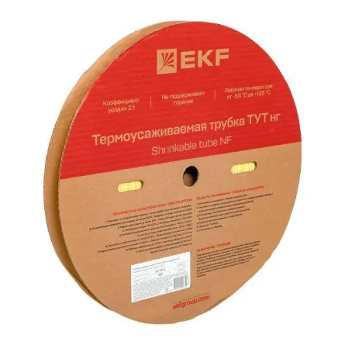 Трубка термоусадочная ТУТ нг 16/8 желт. (уп.100м) EKF tut-16-y фото 2