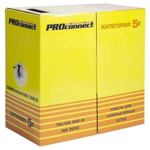Кабель витая пара U/UTP 4х2х24AWG кат.5е медь OUTDOOR черн. (уп.305м) PROCONNECT 01-0054 фото 3