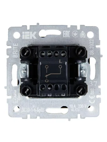 Выключатель проходной 1-кл. СП BRITE ВС10-1-6-БрШ 10А механизм шампань IEK BR-V12-0-10-K37 фото 5