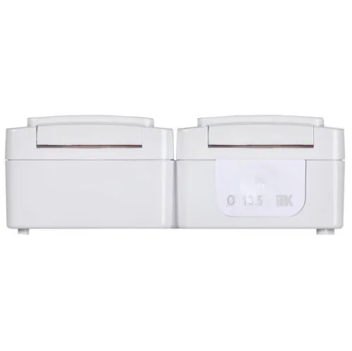 Розетка 2-м ОП Гермес Plus РСб22-3-ГПБб 16А IP54 с заземл. с крышкой бел. IEK ERMP22-K01-16-54-EC фото 3