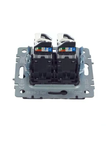 Розетка компьютерная 2-м СП BRITE RJ45 кат.5E РК10-2-БрГ механизм графит IEK BR-K20-1-K53 фото 6