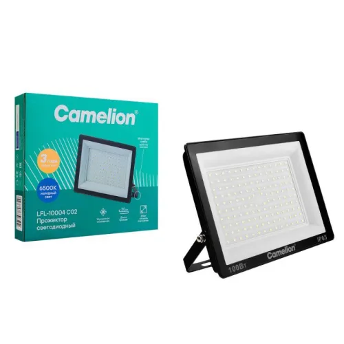 Прожектор LFL-10004 C02 (LED SMD 100Вт 10000лм 230В 6500К 245х233.5Х31) черн. Camelion 16333 фото 2