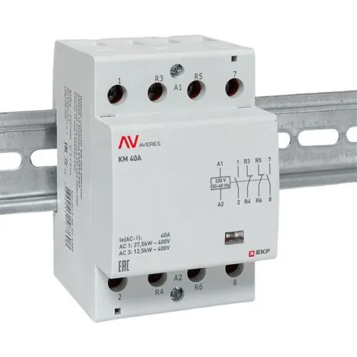 Контактор модульный КМ 40А 2NO+2NC 230В AC (3 мод.) AVERES EKF km-av-3-40-22-230V фото 2
