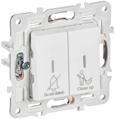 Выключатель 2-кл. SKANDY 10А SK-V16W для отелей с индикацией арктич. бел. IEK SK-V20-2-10-K01