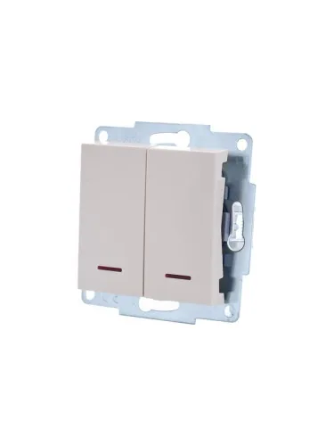Переключатель проходной 1-кл. СП Vesna с индикацией механизм крем. LEZARD 742-0388-114 фото 2
