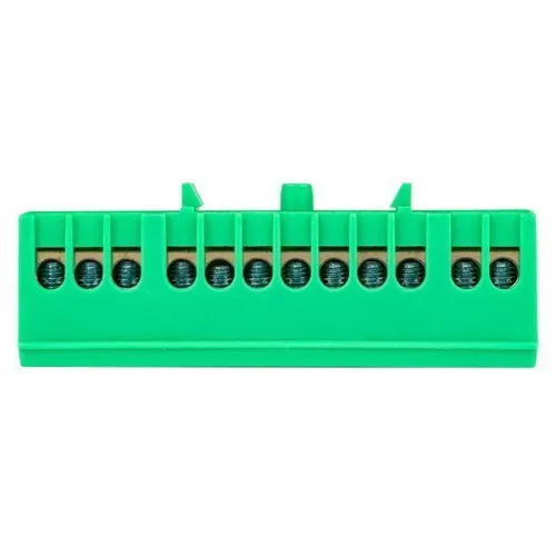 Шина нулевая PE 6х9 12 отверстий зел. изолированный корпус на DIN-рейку латунь PROxima EKF sn0-63-12-ig фото 2