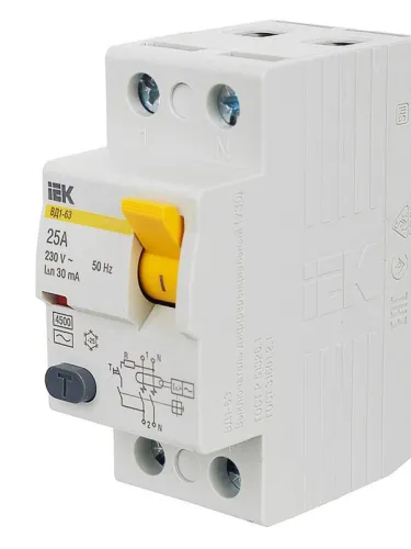 Выключатель дифференциального тока (УЗО) 2п 25А 30мА тип AC ВД1-63 KARAT IEK MDV10-2-025-030 фото 4