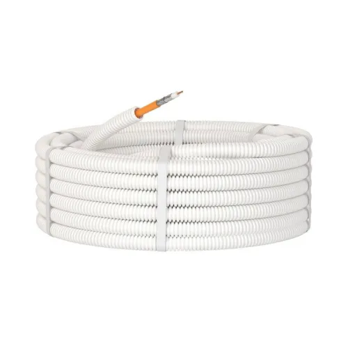 Элетротруба и из ПЛЛ не содержит галогенов гибкая гофрированная d20мм с коаксиальным кабелем SAT нг(А)-HF (уп.100м) бел. DKC 8VE820100HF фото 2