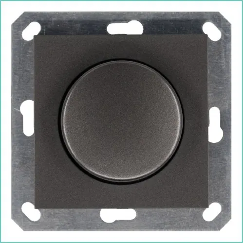 Светорегулятор поворотно-нажимной (диммер) LED 30-400Вт 1gang 2way механизм мокко Jasmart G4012Z