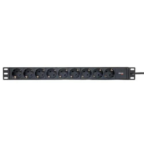 Блок PDU TERACOM PRO 19дюйм 1U 10А/250В 9 роз. Schuko шнур 2м 3х1.5кв.мм вилка C14 корпус пластик черн. EKF TRP-HPD-PL-10A-9SH-2MC14 фото 2