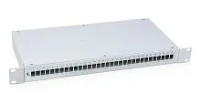 Кросс бокс оптический FO-19-32SC 19дюйм на 32 SC LC duplex со сплайс-кассетой и КДЗС без пигтейлов и проходных адаптеров Cabeus 7935c