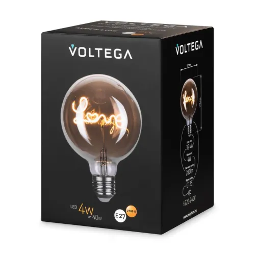 Лампа светодиодная филаментная Loft 271 G125 4Вт 2700К E27 Voltega 8522 фото 3