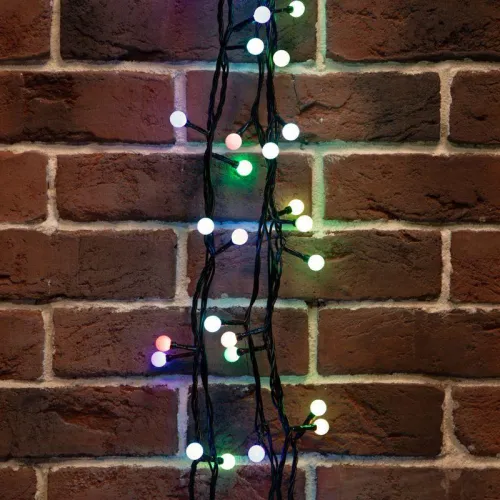 Гирлянда светодиодная "Мультишарики" 20м d13мм 200LED RGB 58Вт 220В IP44 провод ПВХ черн. Neon-Night 303-509-1