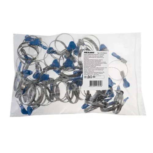 Хомут червячный 32-50/9-0.7мм с ключом нержавеющая сталь W2 (уп.50шт) Rexant 07-0732-1 фото 4