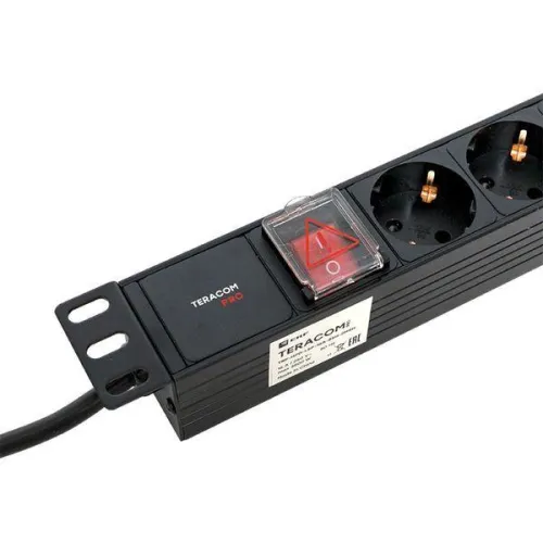 Блок PDU TERACOM PRO 19дюйм 1U 16А/250В 8 роз. Schuko с выключат. шнур 2м 3х1.5кв.мм вилка Schuko корпус пластик черн. EKF TRP-HPD-LSP-16A-8SH-2MSH фото 7
