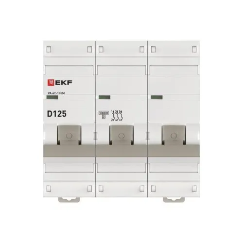 Выключатель автоматический модульный 3п D 125А 10кА ВА 47-100M электромагнит. расцеп. PROxima EKF mcb47100m-3-125D-pro фото 4