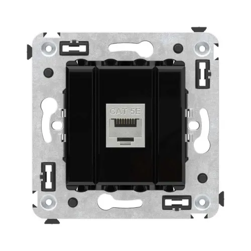 Розетка компьютерная 1-м СП Avanti "Черный квадрат" RJ45 кат.5E без шторок экранир. механизм DKC 4402763