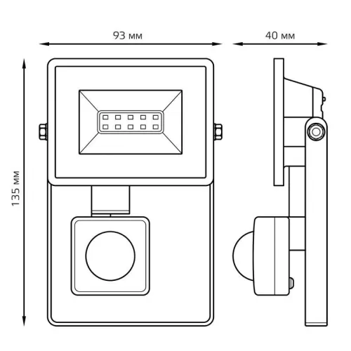 Прожектор светодиодный Elementary 10Вт 6500К IP65 950лм 175-265В ДО с датчиком движения черн. GAUSS 628511310 фото 3