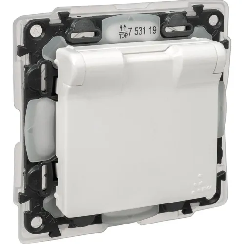 Розетка 1-м СП Valena Life 16А IP44 250В 2P+E защ. шторки с крышкой механизм бел. Leg 753119 фото 5