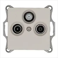 Розетка телевизионная оконечная TV + FM + SAT 3-м Ф9.5мм механизм тауп Jasmart G6206T