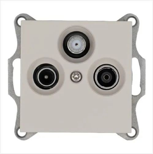 Розетка телевизионная оконечная TV + FM + SAT 3-м Ф9.5мм механизм тауп Jasmart G6206T