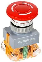 Кнопка D7-ZS "Грибок" d22мм 1НО+1НЗ поворотн. с фиксацией красн. GENERICA BBG50-11ZS-3-21-K04-G