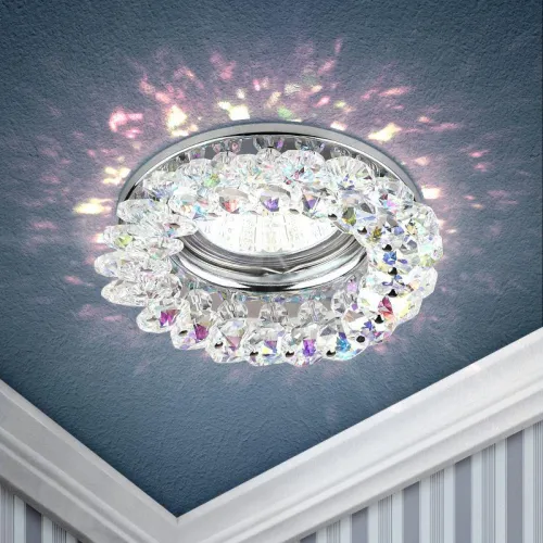 Светильник точечный DK16 CH/PR 1х50Вт GU5.3 IP20 MR16 12В/220В декор "кругл. с мелкими хрусталиками" хром./перламутр. ЭРА Б0005210