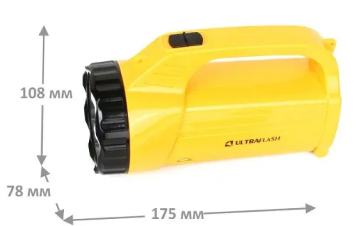Фонарь аккумуляторный LED3819CSM 9LED + 12SMD 2 режима аккум. SLA 220В желт. Ultraflash 12860 фото 2