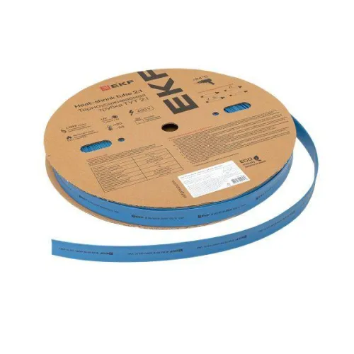 Трубка термоусадочная ТУТ нг 20/10 син. (уп.100м) EKF tut-20-g фото 3